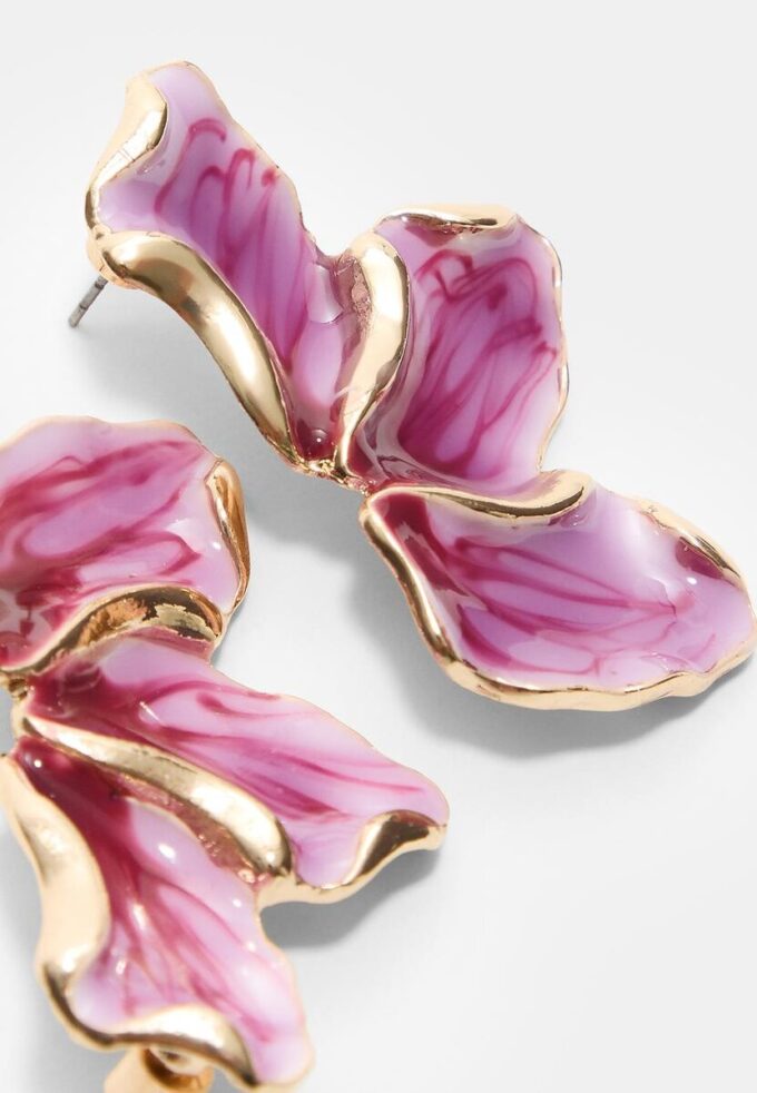 Boucles d&rsquo;oreilles en forme d&rsquo;éventail émaillées