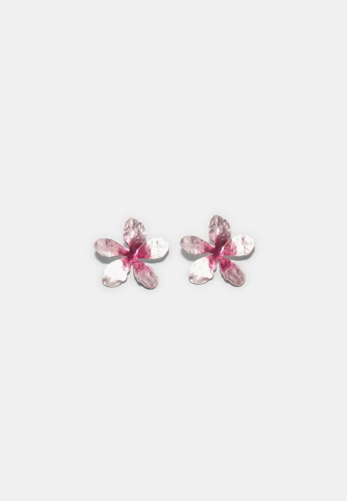 Boucles d&rsquo;oreilles fleurs bicolores