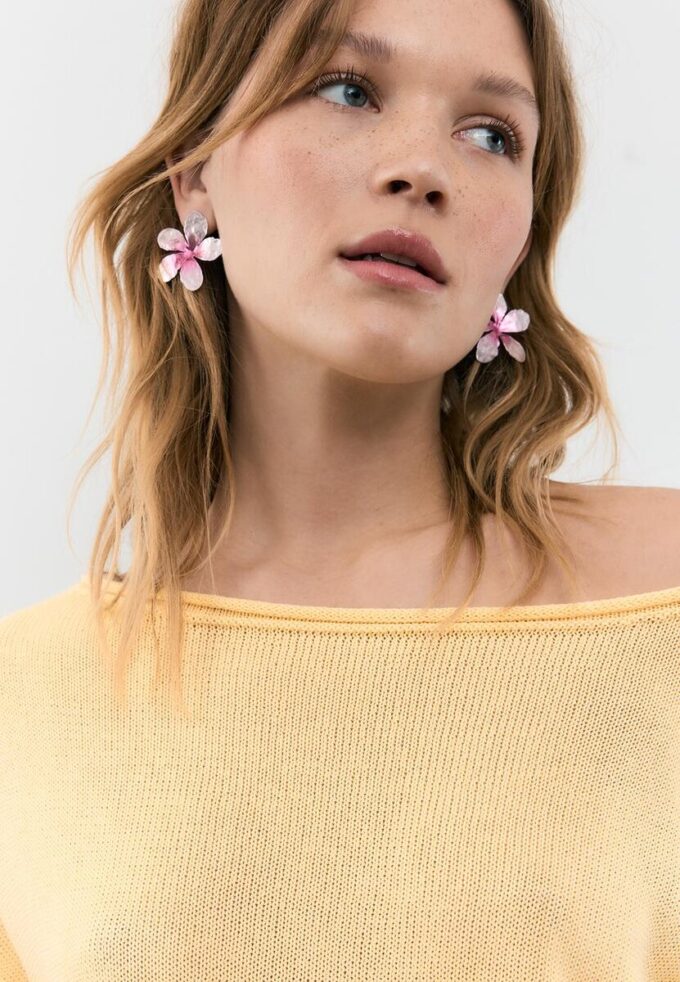 Boucles d&rsquo;oreilles fleurs bicolores