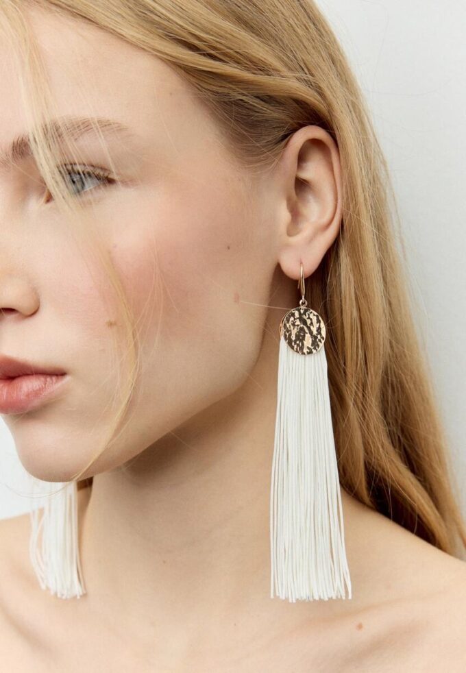 Boucles d&rsquo;oreilles longues à franges