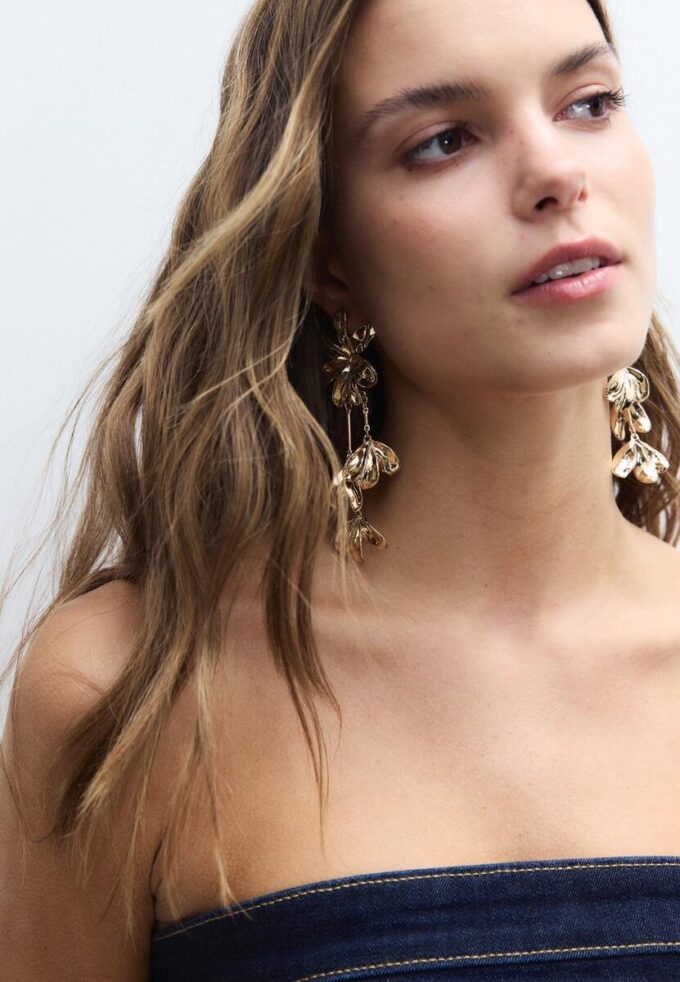 Boucles d&rsquo;oreilles pendantes en forme de fleur