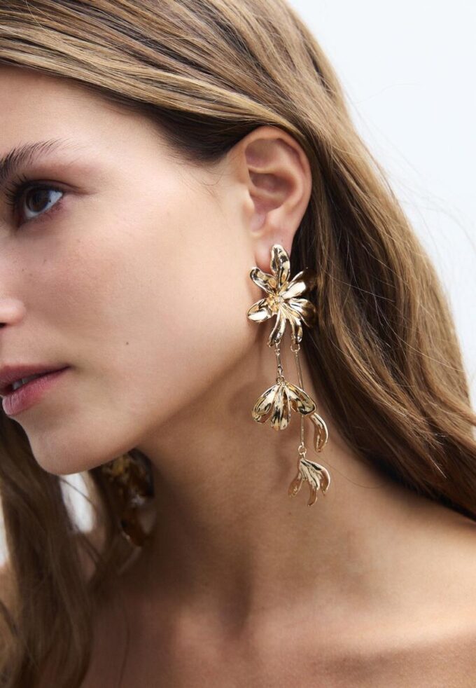 Boucles d&rsquo;oreilles pendantes en forme de fleur