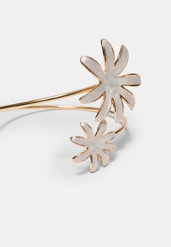 Bracelet émaillé à double fleur