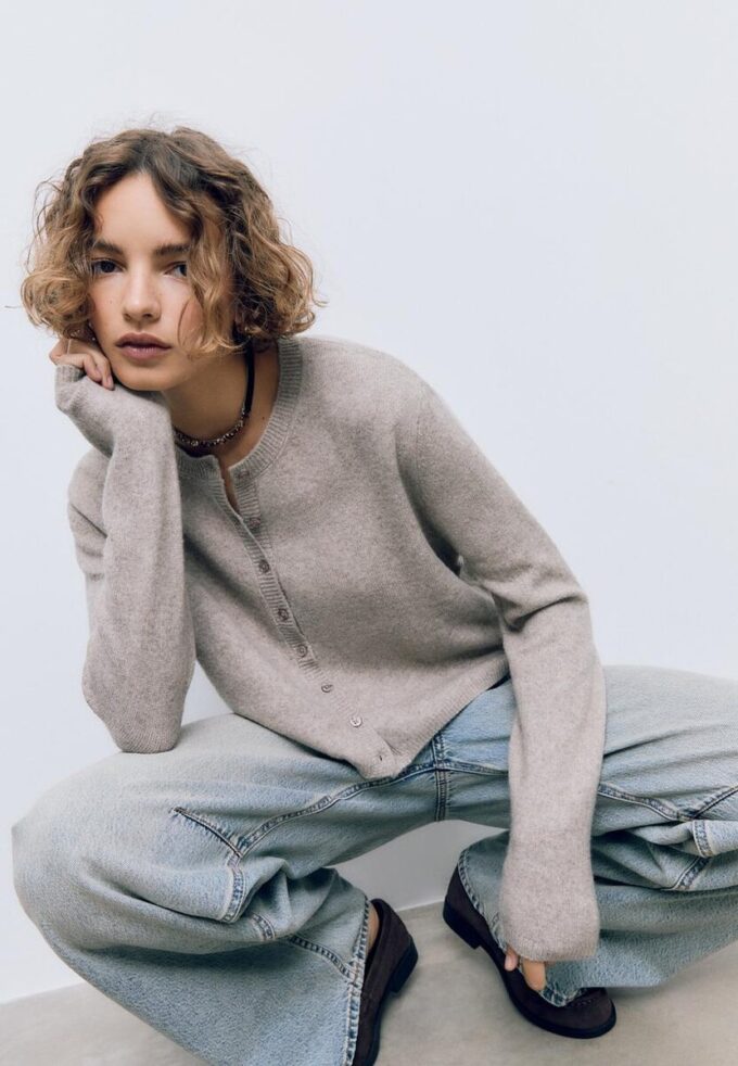 Cardigan en maille au toucher doux avec boutons Cardigan en maille au toucher doux avec boutons