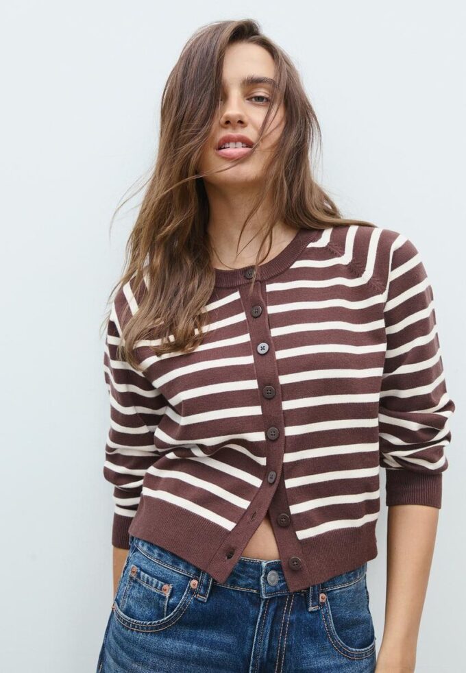 Cardigan en maille boutonné à manches raglan Cardigan en maille boutonné à manches raglan