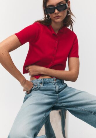 Cardigan en maille à col montant et boutons