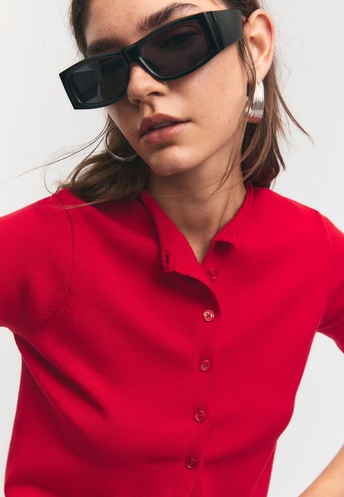 Cardigan en maille à col montant et boutons Cardigan en maille à col montant et boutons