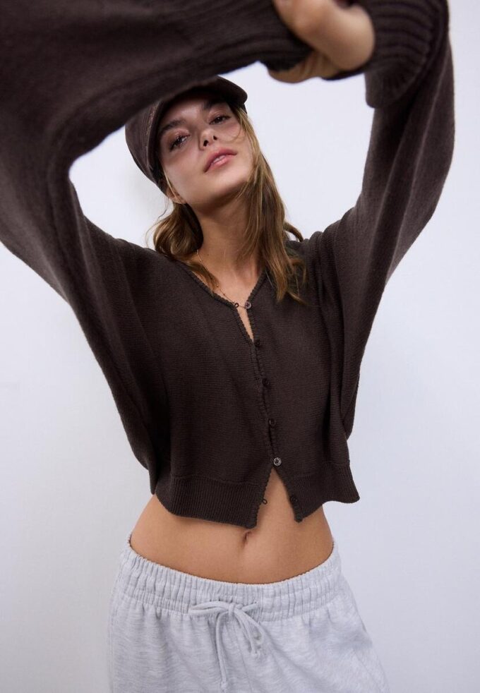 Cardigan en maille à manches chauve-souris Cardigan en maille à manches chauve-souris