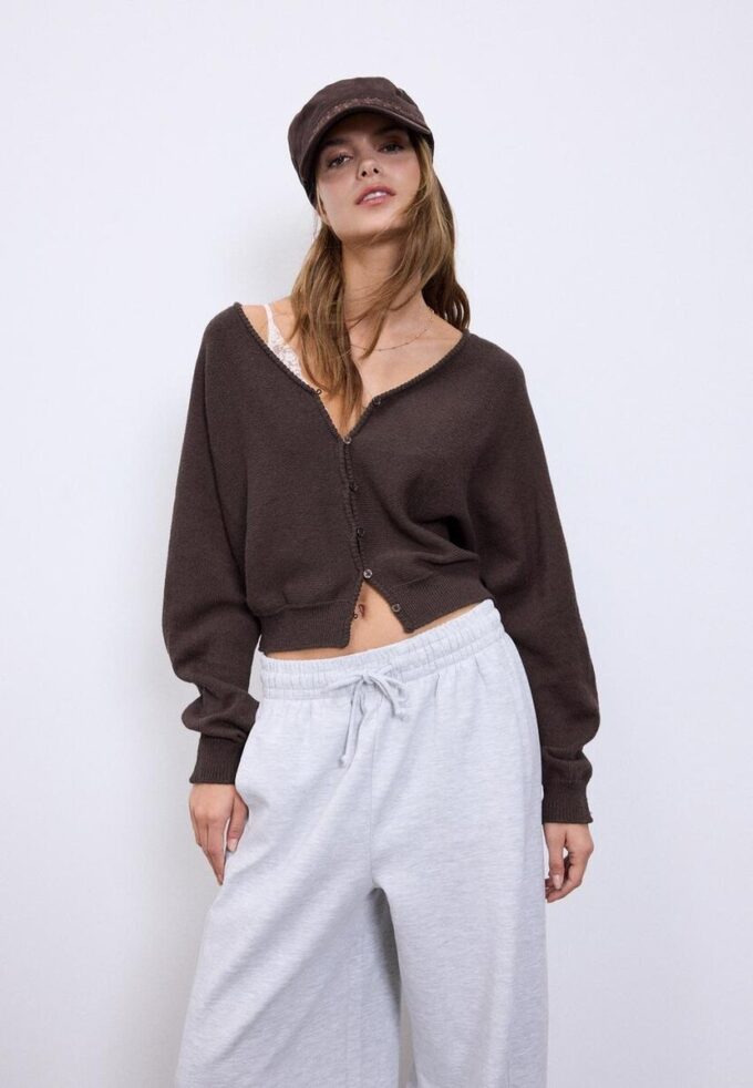 Cardigan en maille à manches chauve-souris Cardigan en maille à manches chauve-souris