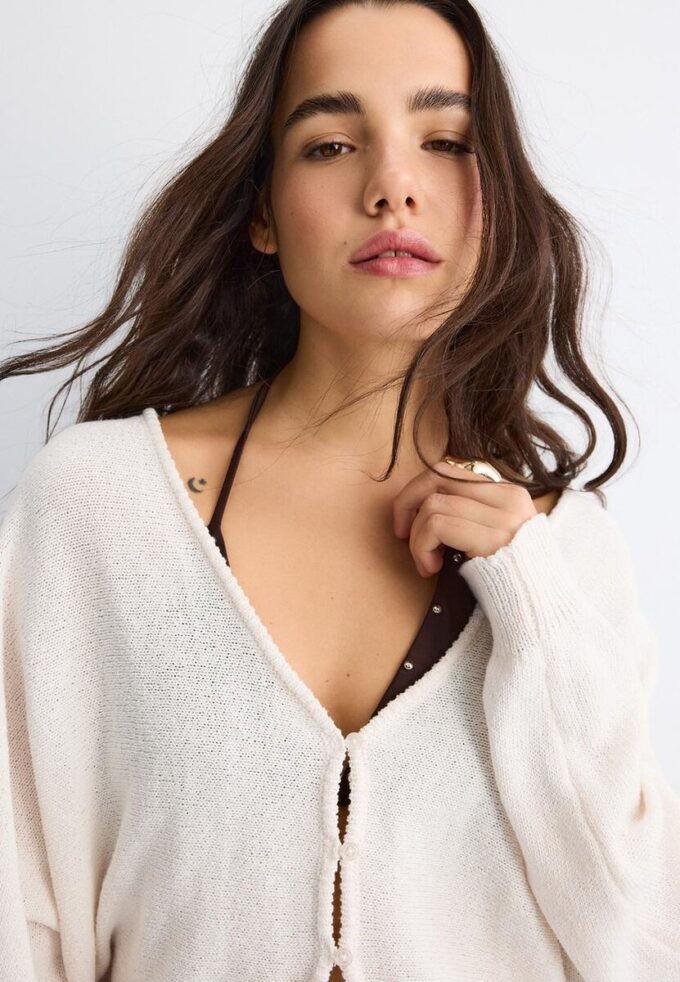 Cardigan en maille à manches chauve-souris Cardigan en maille à manches chauve-souris