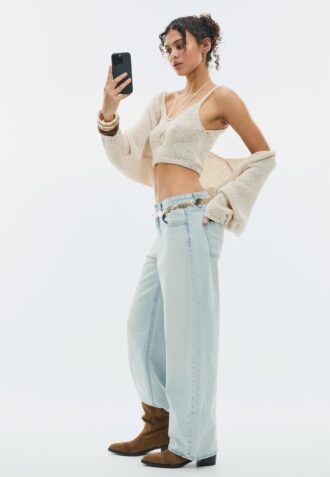 Cardigan en maille à manches chauve-souris avec lien