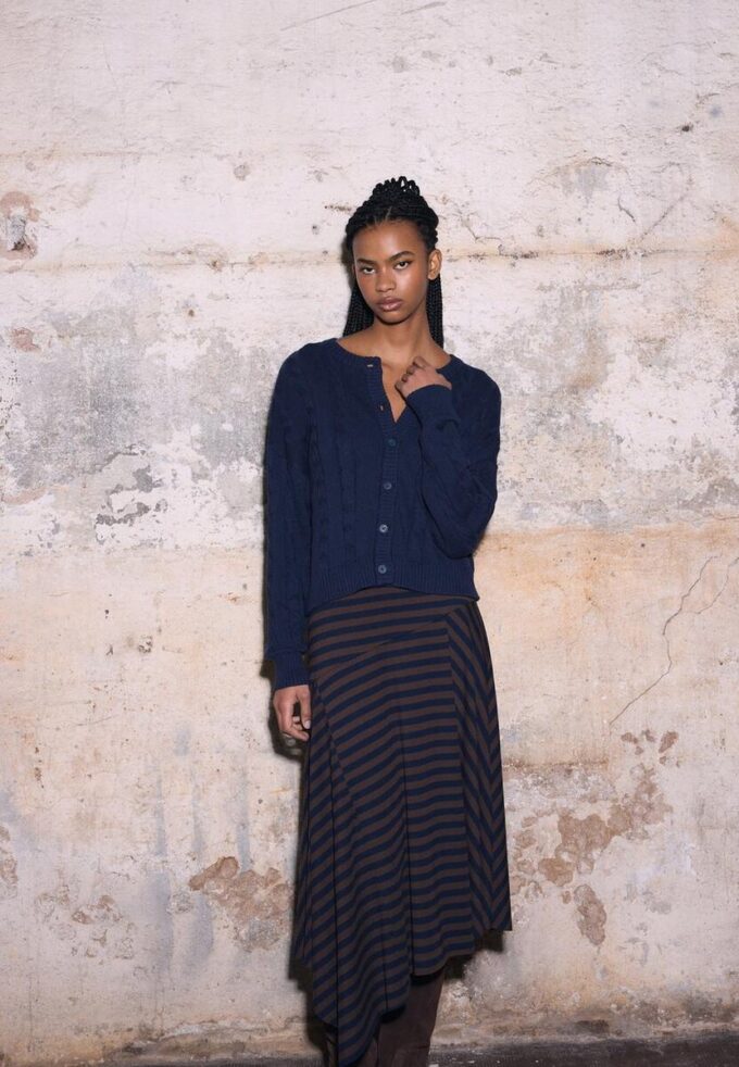 Cardigan en maille torsadée boutonné Cardigan en maille torsadée boutonné