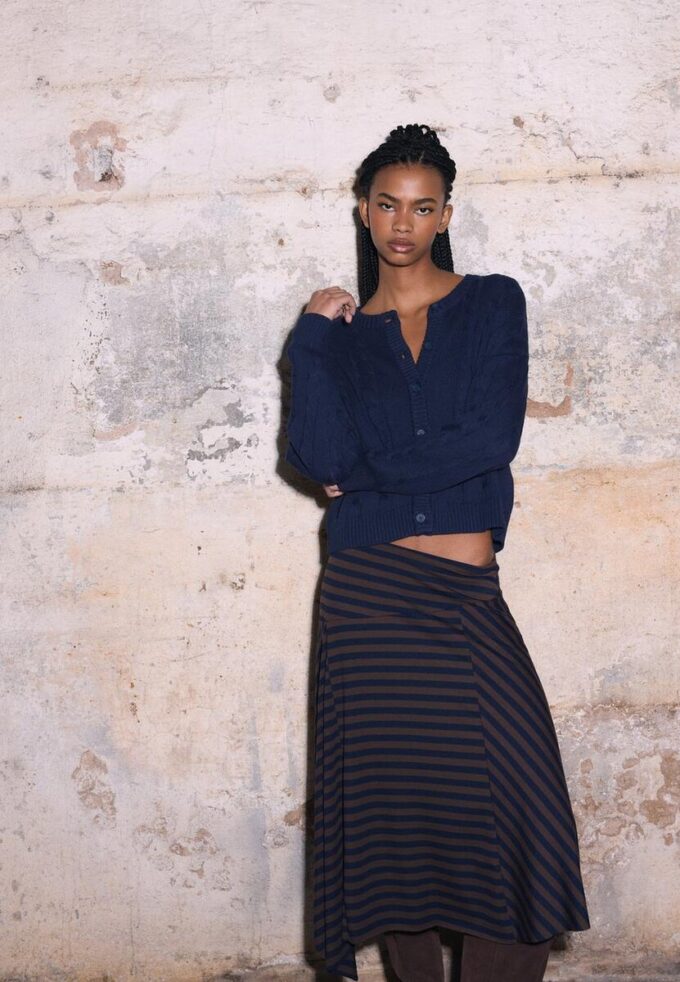 Cardigan en maille torsadée boutonné Cardigan en maille torsadée boutonné