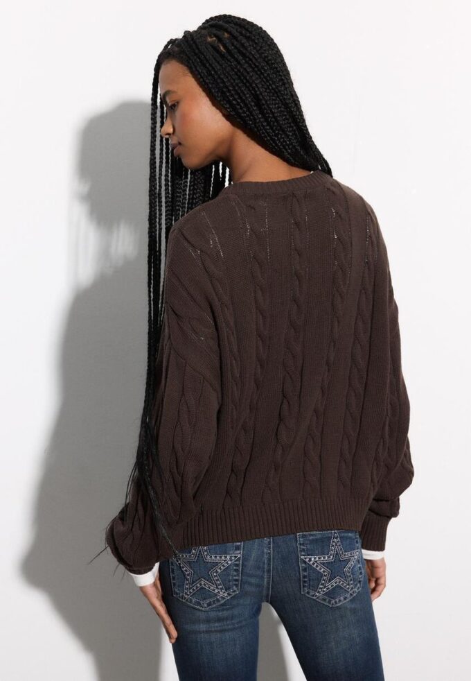 Cardigan en maille torsadée boutonné Cardigan en maille torsadée boutonné