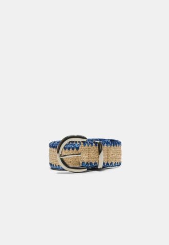 Ceinture en raphia avec surpiqûres