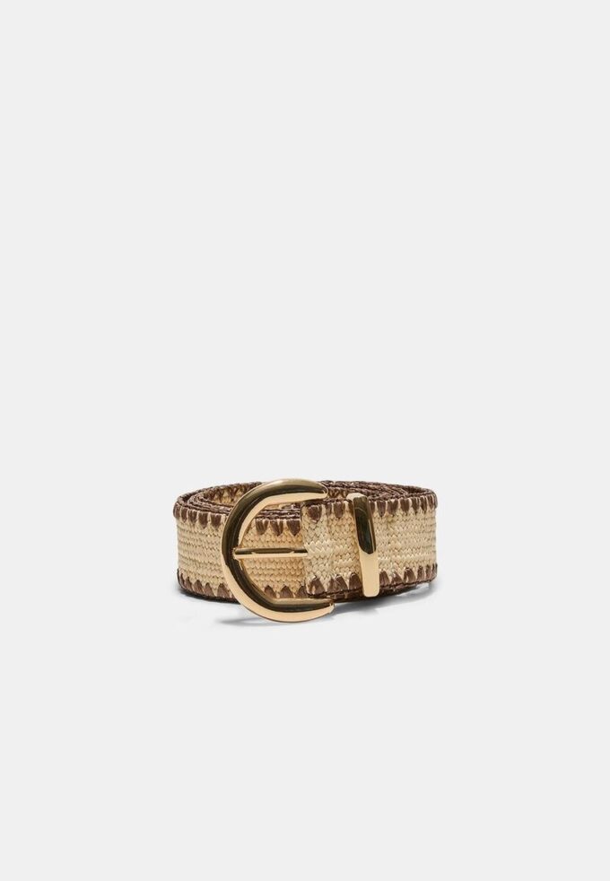 Ceinture en raphia avec surpiqûres