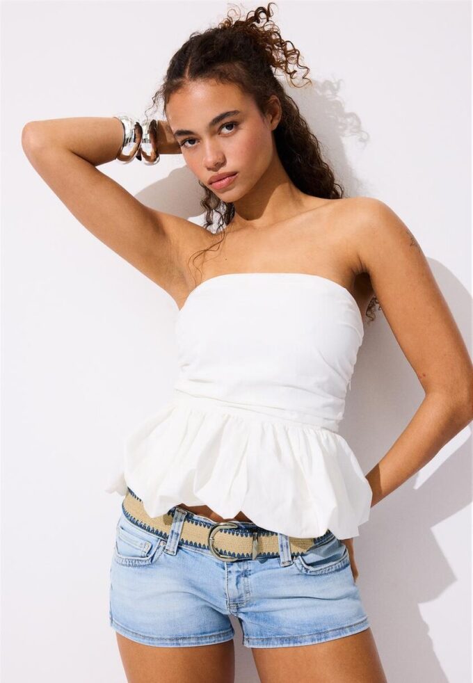 Ceinture en raphia avec surpiqûres