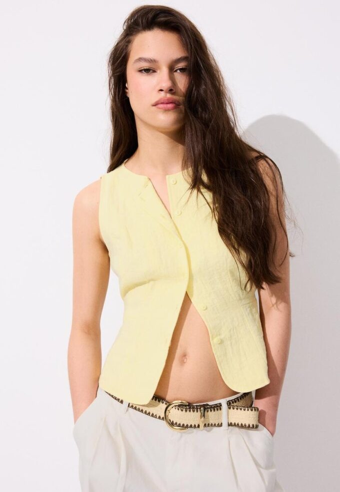 Ceinture en raphia avec surpiqûres