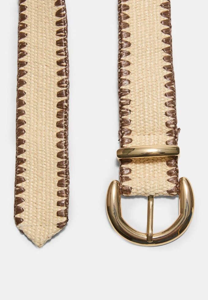 Ceinture en raphia avec surpiqûres