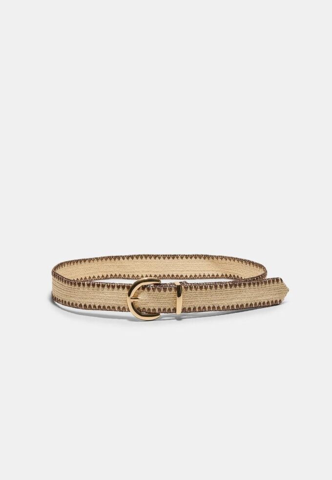 Ceinture en raphia avec surpiqûres