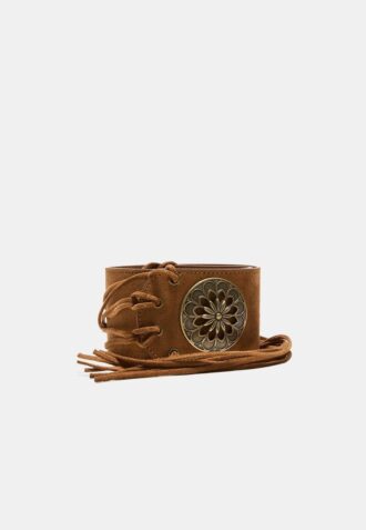 Ceinture large avec rosette et franges