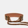 Ceinture large avec rosette et franges