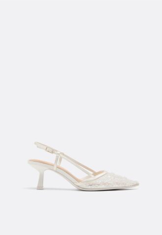 Chaussures à talons bobines en maille strass