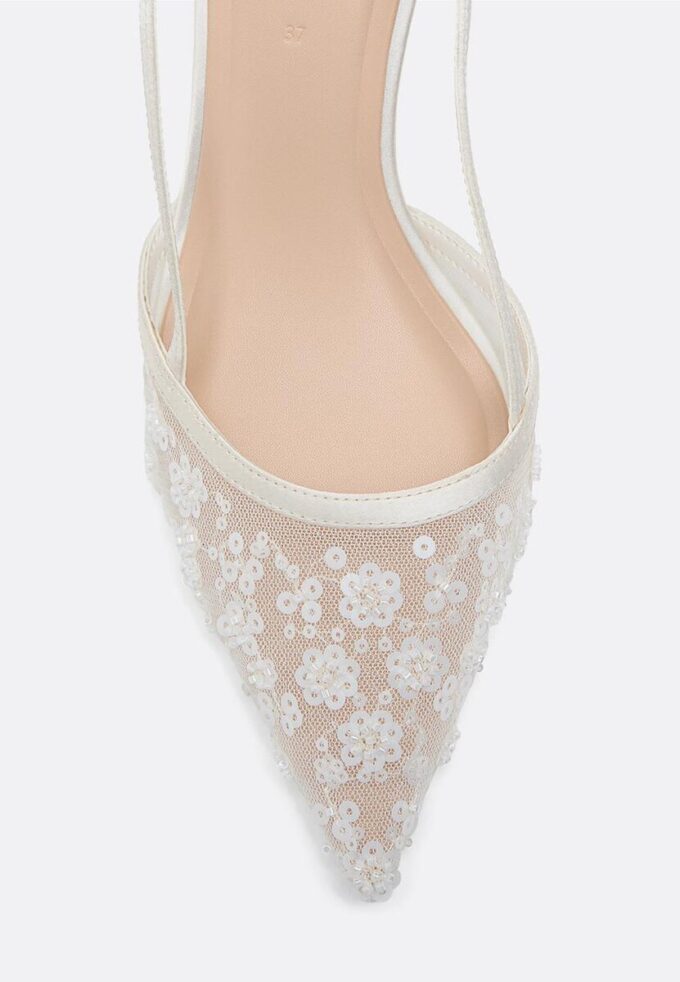 Chaussures à talons bobines en maille strass