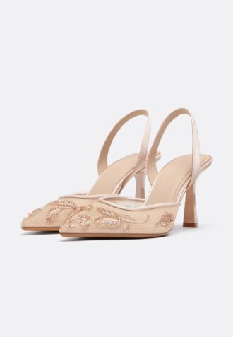 Chaussures à talons en maille et strass