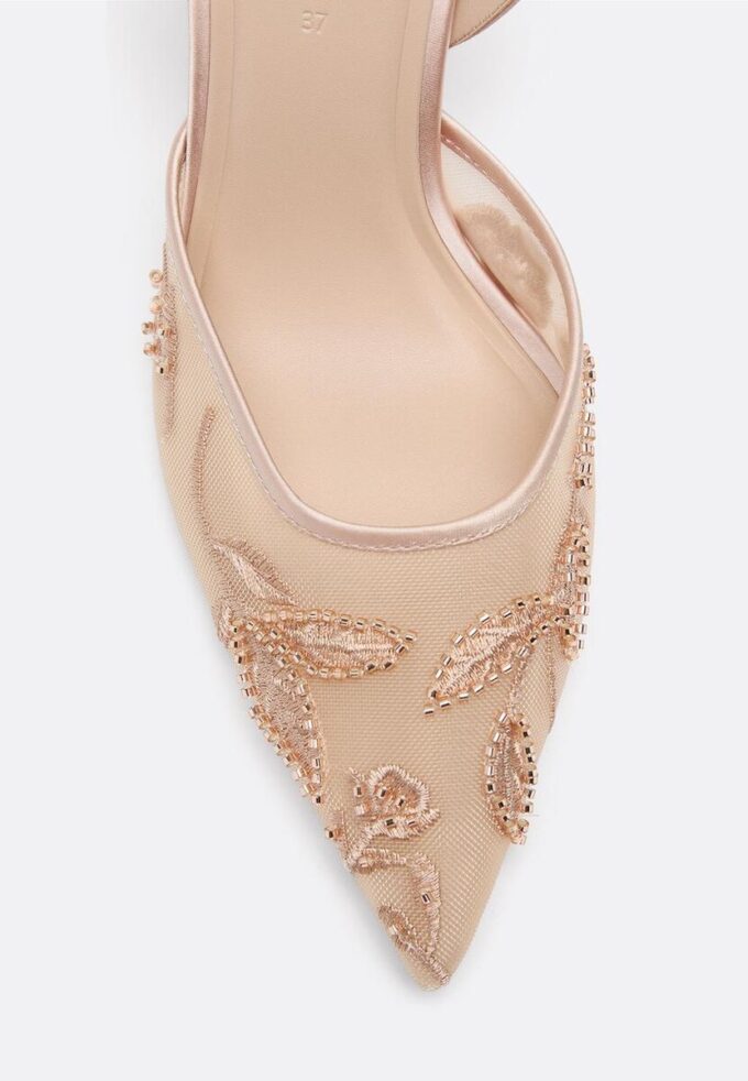 Chaussures à talons en maille et strass