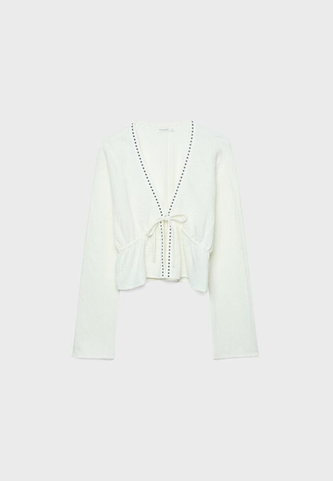 Chemise ajourée cloutée