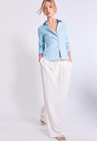 Chemise ajustée basique à rayures