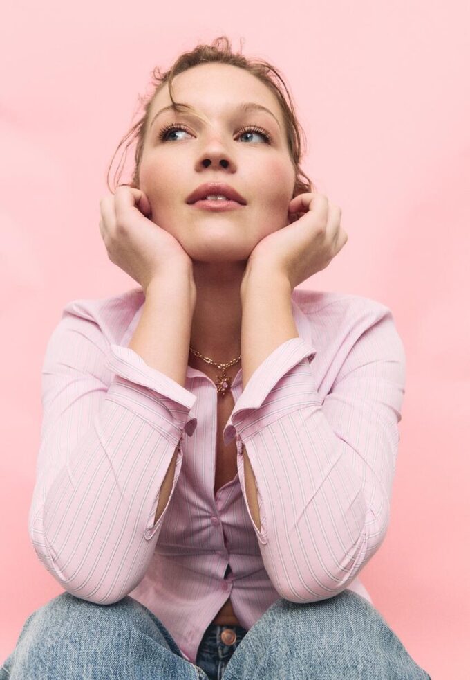 Chemise ajustée basique à rayures