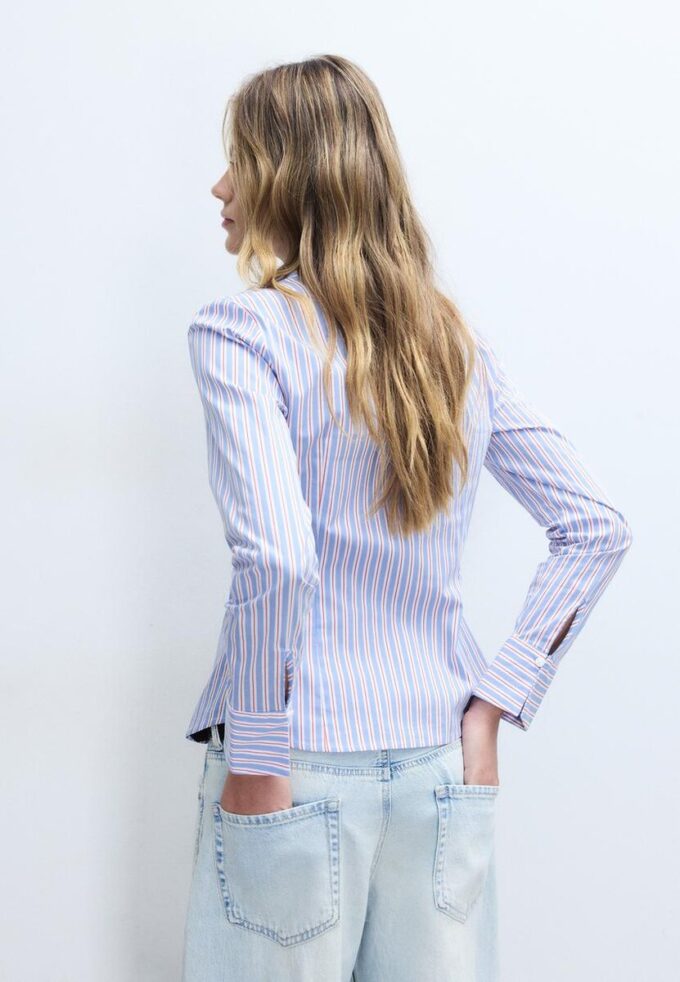 Chemise ajustée basique à rayures