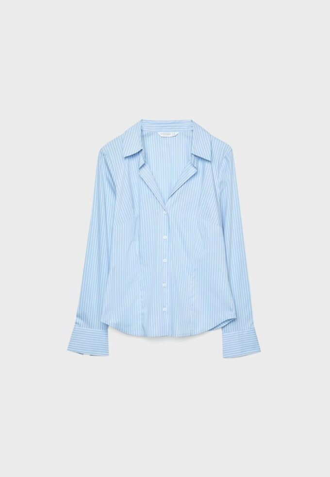 Chemise ajustée basique à rayures