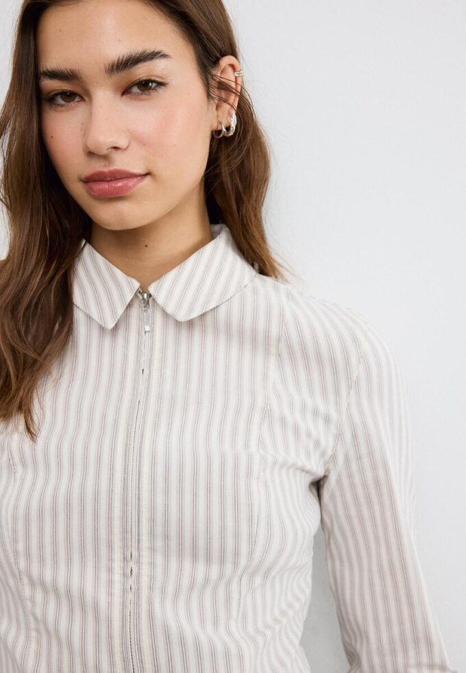 Chemise ajustée en bengaline avec double fermeture éclair