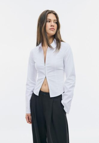 Chemise ajustée en bengaline à double fermeture éclair