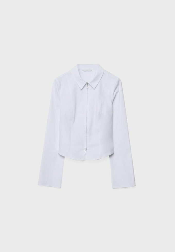 Chemise ajustée en bengaline à double fermeture éclair