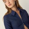 Chemise ajustée en denim bengaline à double fermeture éclair