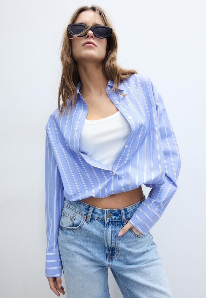 Chemise ballon en deux matières