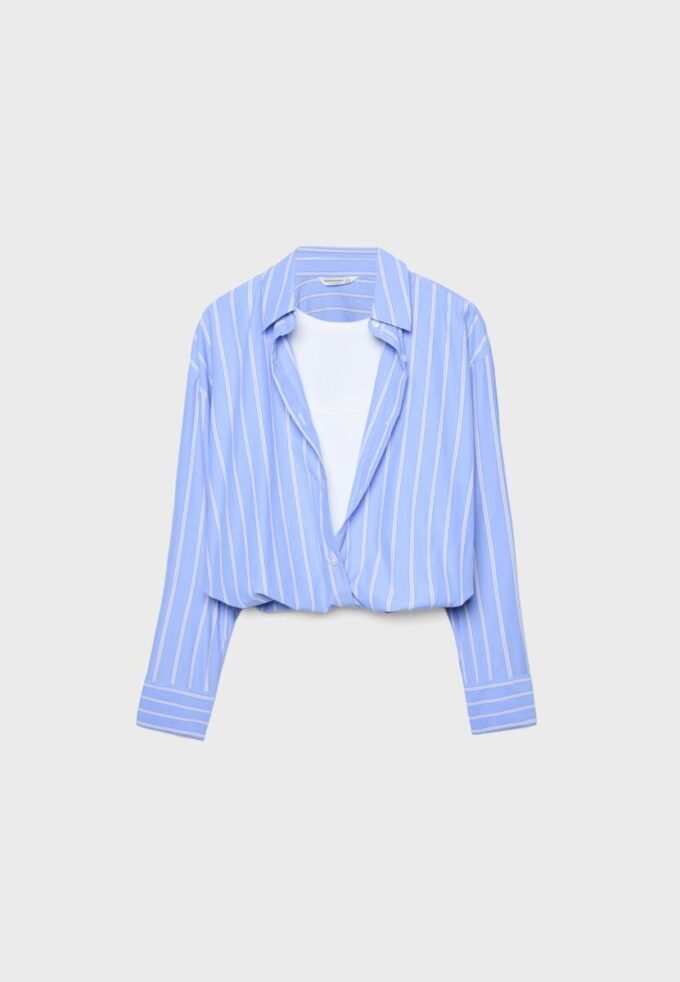 Chemise ballon en deux matières