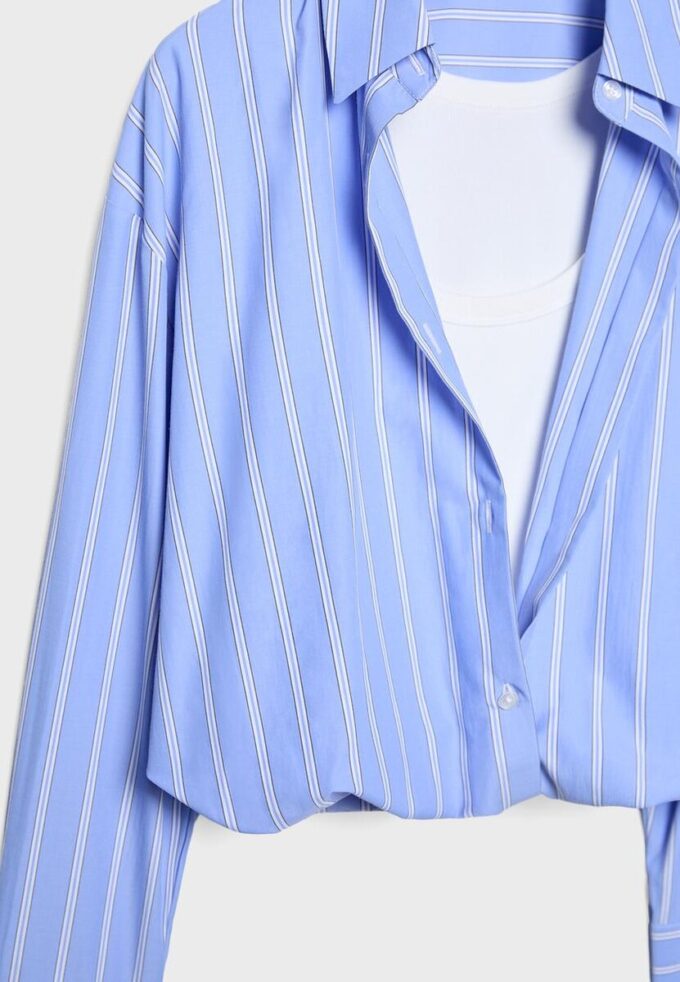 Chemise ballon en deux matières