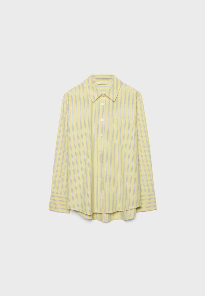 Chemise basique en popeline rayée avec poche