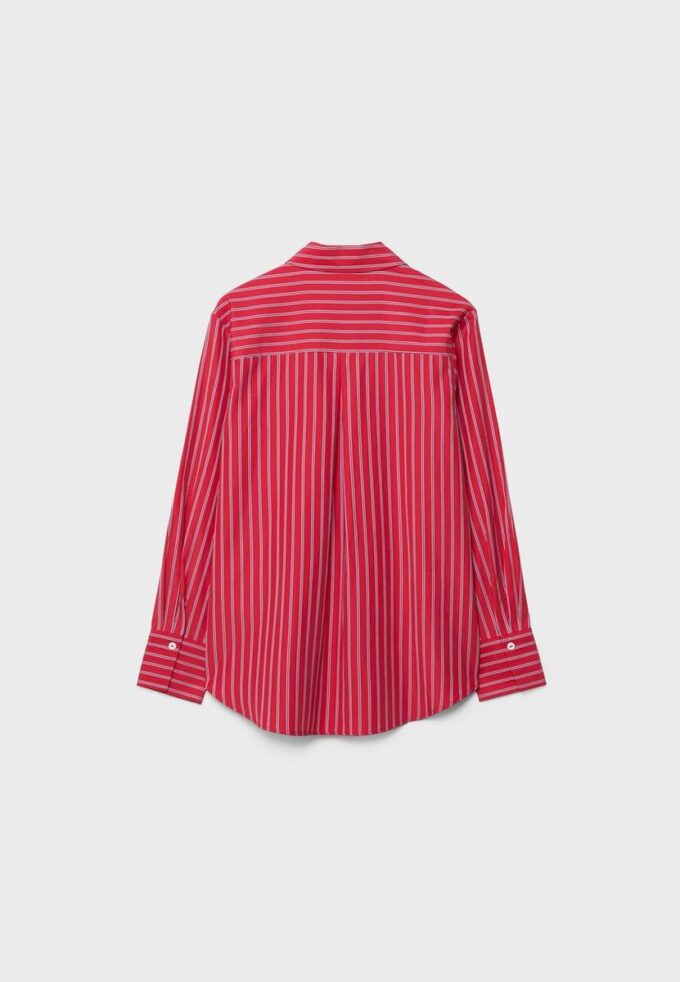 Chemise basique en popeline rayée avec poche