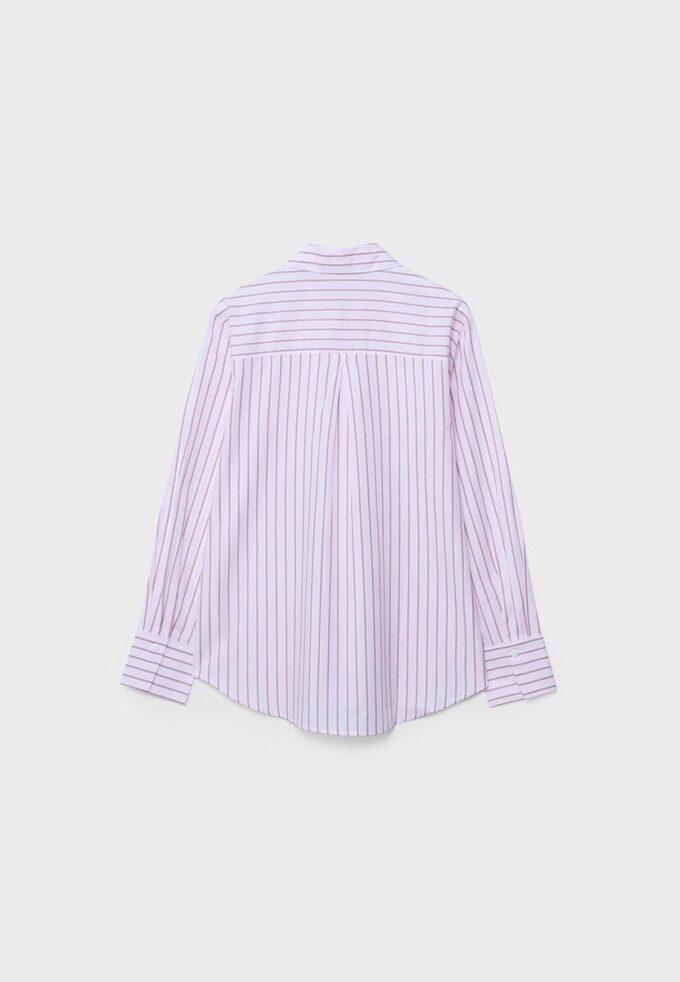 Chemise basique en popeline rayée avec poche