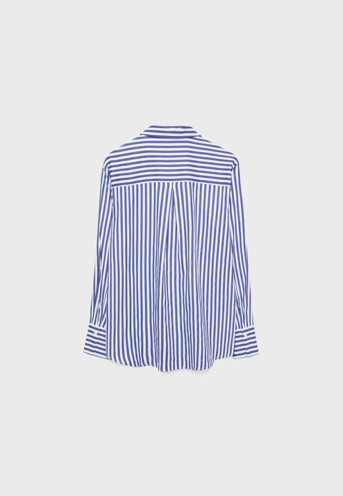 Chemise basique en popeline rayée avec poche