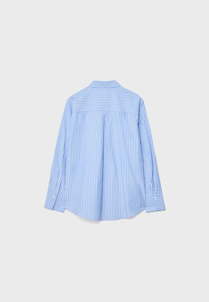 Chemise basique en popeline rayée avec poche