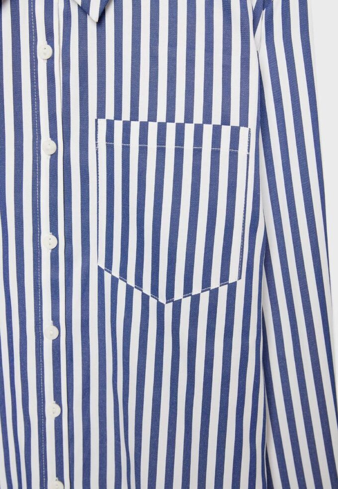 Chemise basique en popeline rayée avec poche