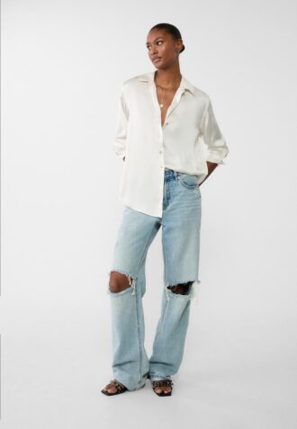 Chemise à col en satin