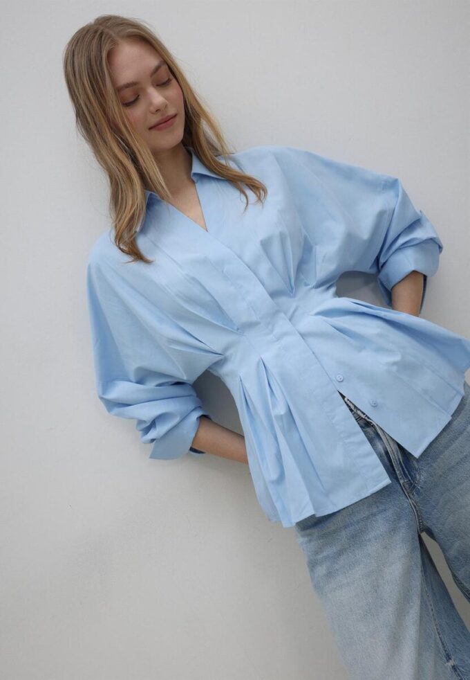 Chemise en popeline à plis Chemise en popeline à plis